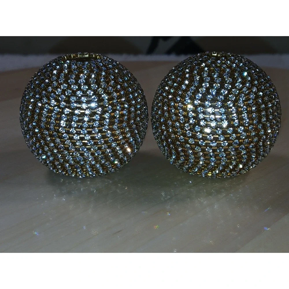 Crystal Rhinestone-Encrusted Decorative Sphere Salt‎ & Pepper Shakers